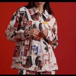 Pacsun playboy vintage Bunny graphics jean trucker jacket size Medium/large